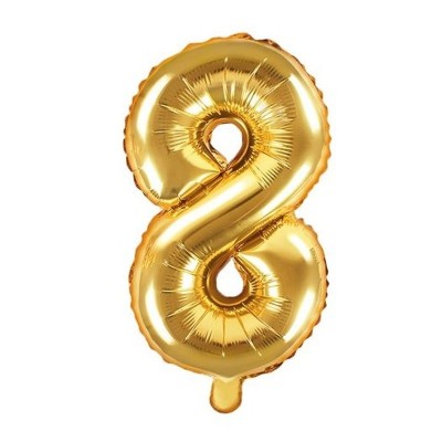 Foliový balónek číslo 8 zlatý 35 cm