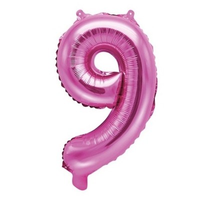 Foliový balónek číslo 9 růžový 35 cm