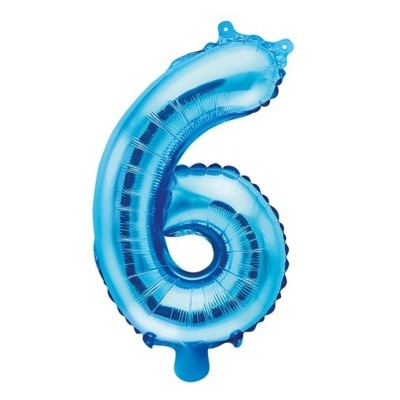 Foliový balónek číslo 6 modrý 35 cm