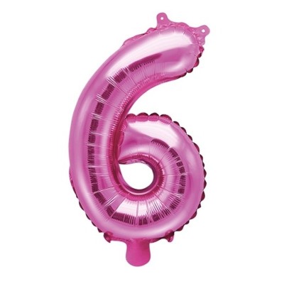 Foliový balónek číslo 6 růžový 35 cm