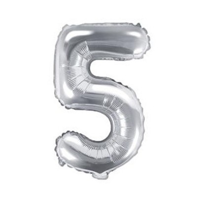 Foliový balónek číslo 5 stříbrný 35 cm