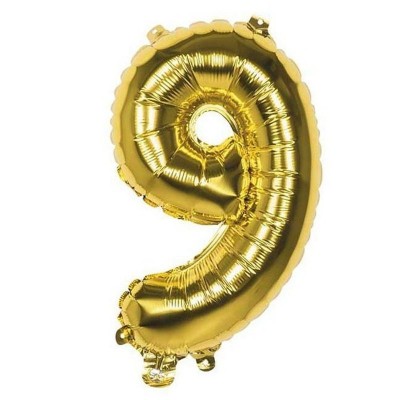 Foliový balónek číslo 9 zlatý 86 cm
