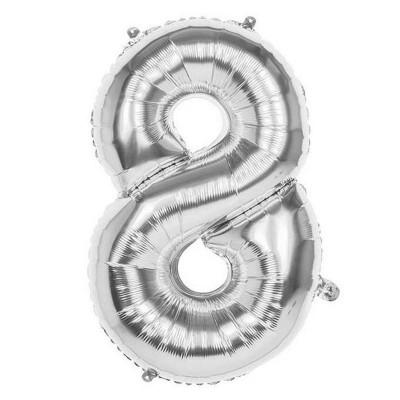 Foliový balónek číslo 8 stříbrný 86 cm
