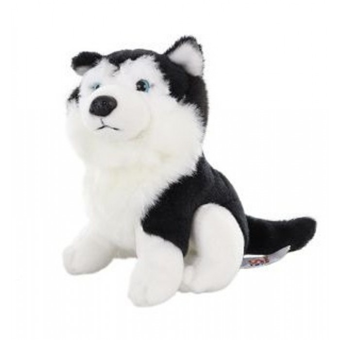 Plyšový Pes Husky černý sedící 15cm