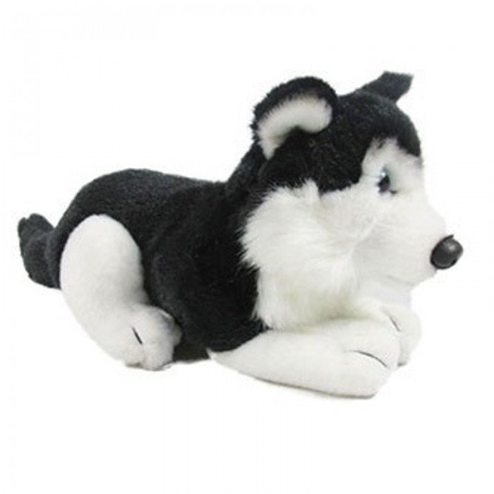 Plyšový Pes Husky černý ležící 20cm