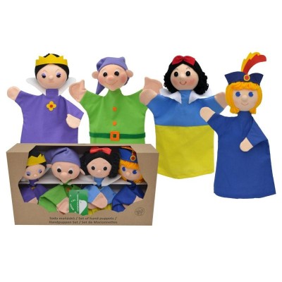 Sada maňásků divadlo O Sněhurce - Sněhurka, princ, královna a trpaslík
