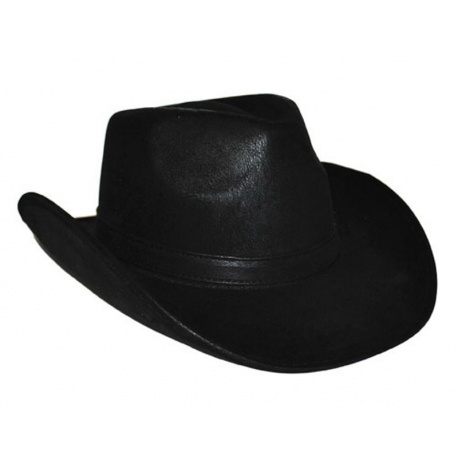 Kovbojský klobouk kožený vzhled - černý