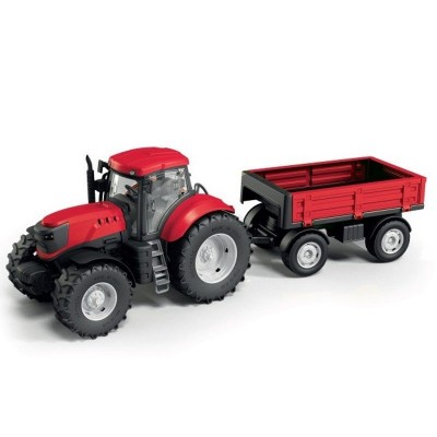 Traktor červený vlečkou 61 cm