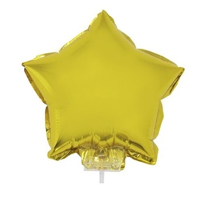 Foliový balónek s tyčkou hvězda zlatá 28cm