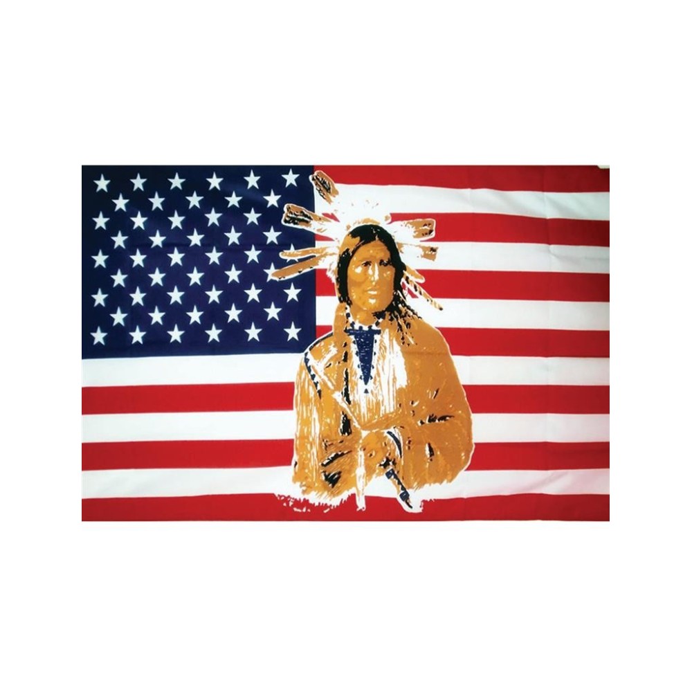 Vlajka USA s indiánem 150 x 90 cm