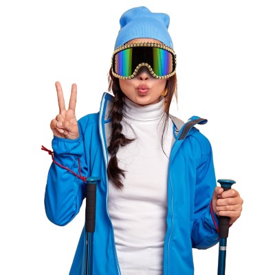 Lyžařské brýle zdobené zlatými ostny