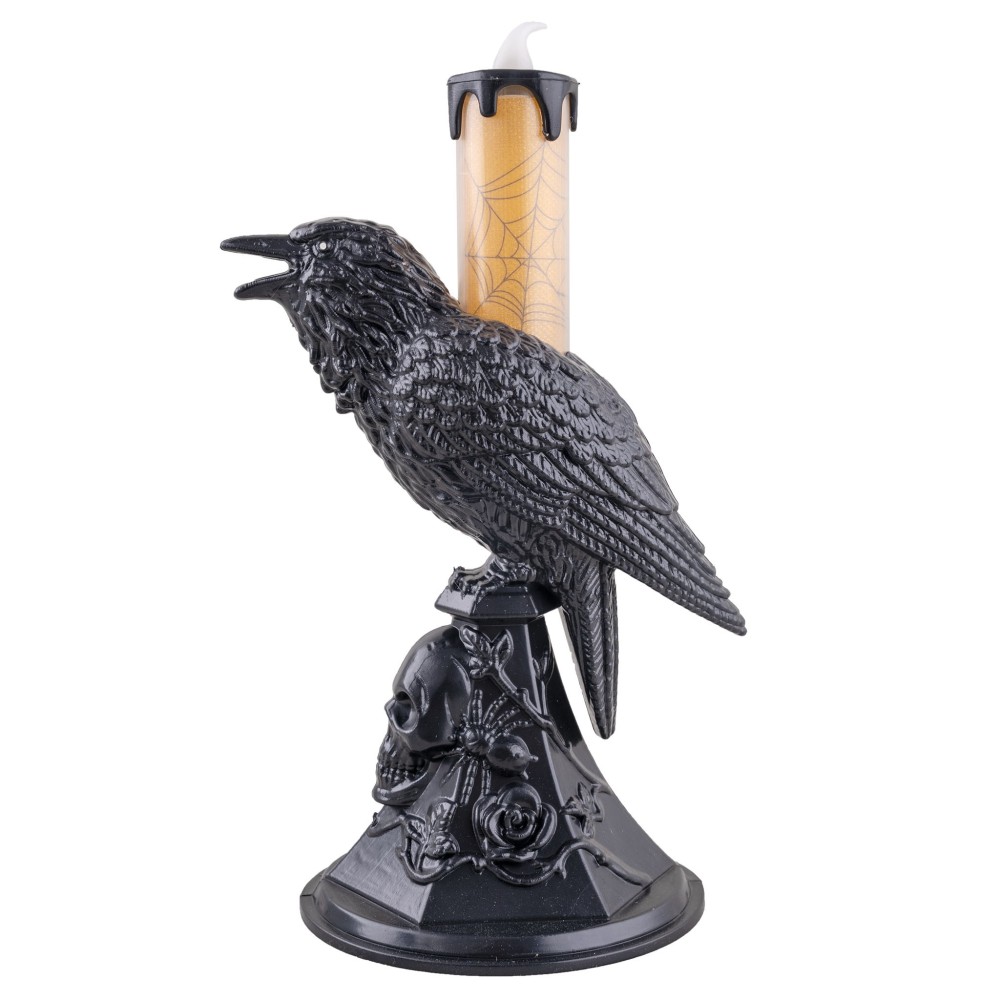 Svícen Halloween havran - svítící