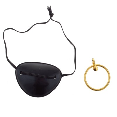 Páska klapka na oko a náušnice pirát