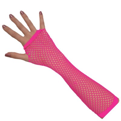 Rukavice síťované neon růžové dlouhé