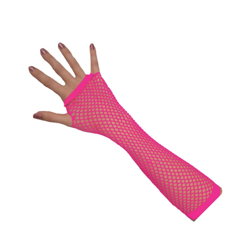 Rukavice síťované neon růžové dlouhé
