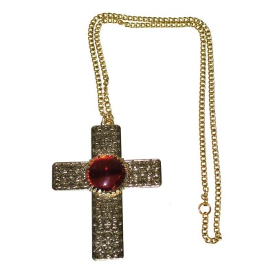Náhrdelník kovový kříž s kamenem