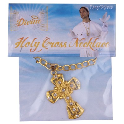 Kovový náhrdelník kříž s kameny