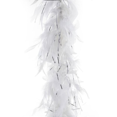Péřové boa bílé se stříbrnými nitkami 2m