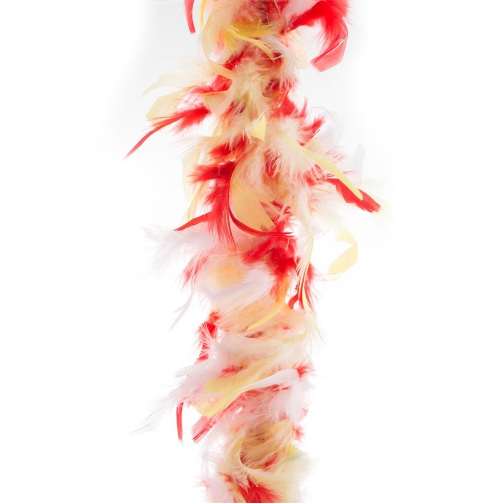 Péřové boa červenožlutobílé 2m