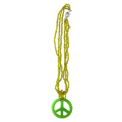 Náhrdelník hippie peace zelený