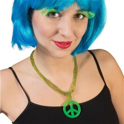 Náhrdelník hippie peace zelený