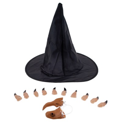 Sada čarodějnice - prsty, klobouk, nos, brada