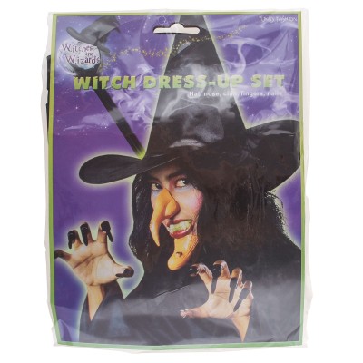 Sada čarodějnice - prsty, klobouk, nos, brada