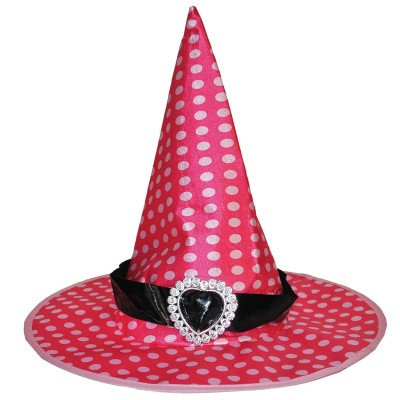 Klobouk čarodějnice růžový s puntíky