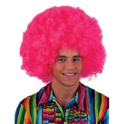 Paruka velké afro růžové kudrnaté