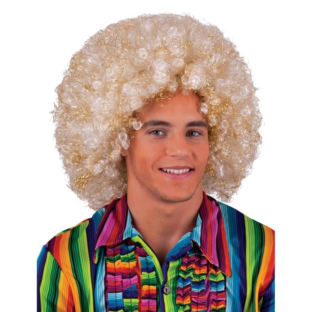Paruka velké afro bílá zlatá