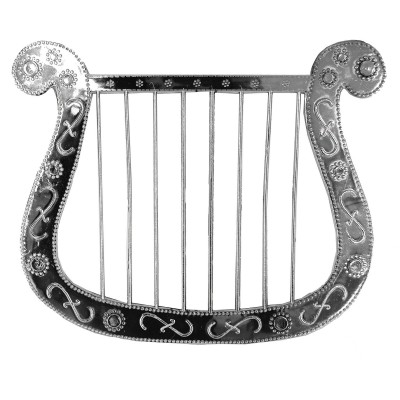 Harfa anděl stříbrná plastová