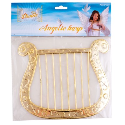 Harfa anděl zlatá plastová