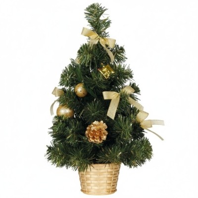 Vánoční stromeček dekorace se zlatými ozdobami 30cm