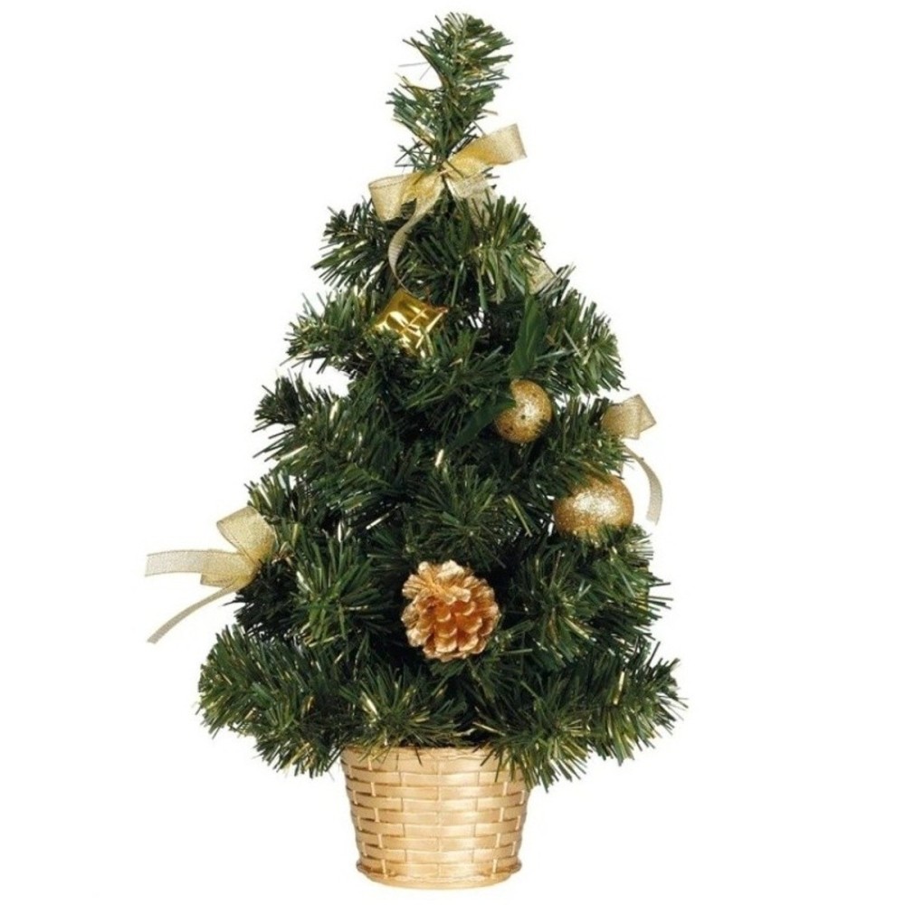 Vánoční stromeček dekorace se zlatými ozdobami 30cm