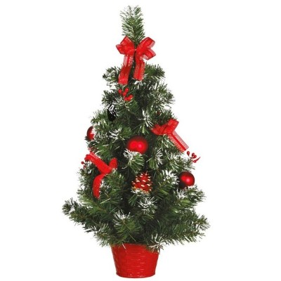 Vánoční stromeček dekorace s červenými ozdobami 60 cm