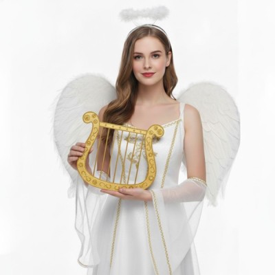 Harfa anděl zlatá plastová