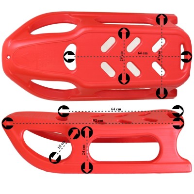 Plastové dětské sáňky o délce 92cm a nosností do 100Kg - červené