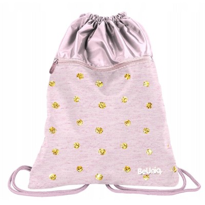 Batoh pytel vak s přední kapsou růžový Gold Dots