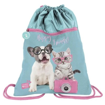 Batoh pytel vak s přední kapsou Pejsek a kočka s foťákem