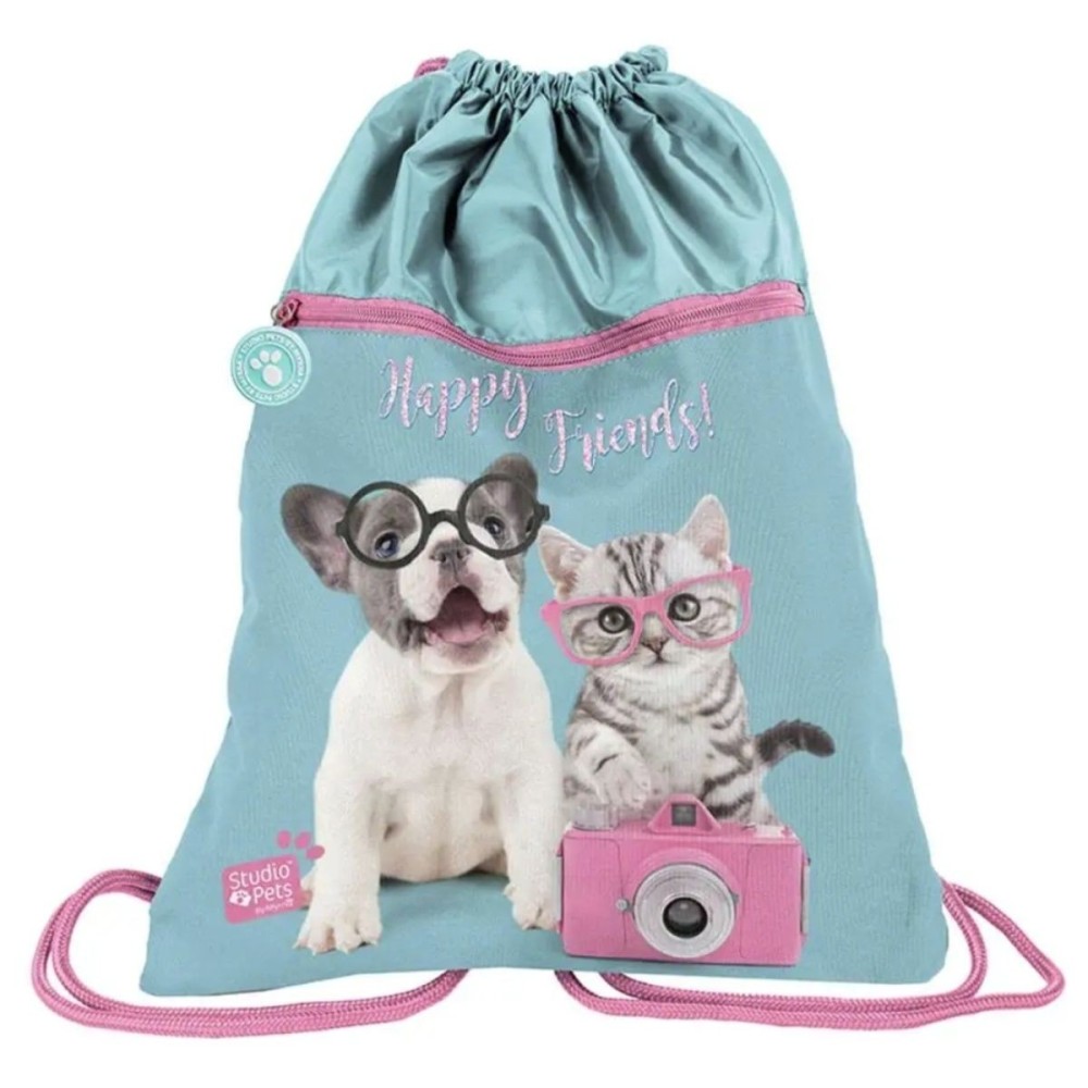Batoh pytel vak s přední kapsou Pejsek a kočka s foťákem