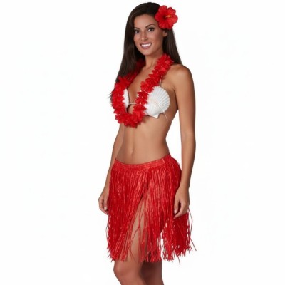 Kostým havajská tanečnice s květem červená