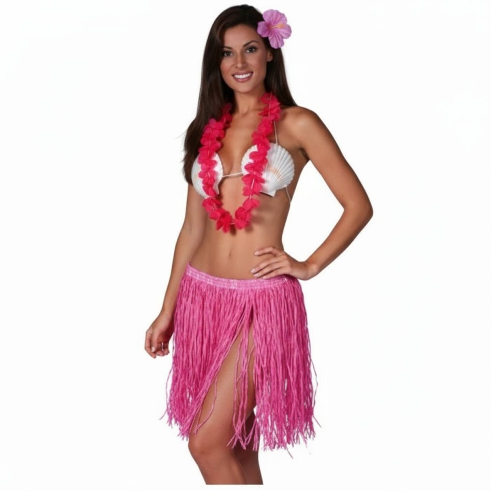 Kostým havajská tanečnice s květem růžová