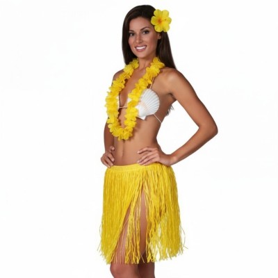 Kostým havajská tanečnice s květem žlutá
