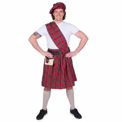 Pánský kostým Skot červený kilt