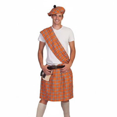 Pánský kostým Skot oranžový kilt