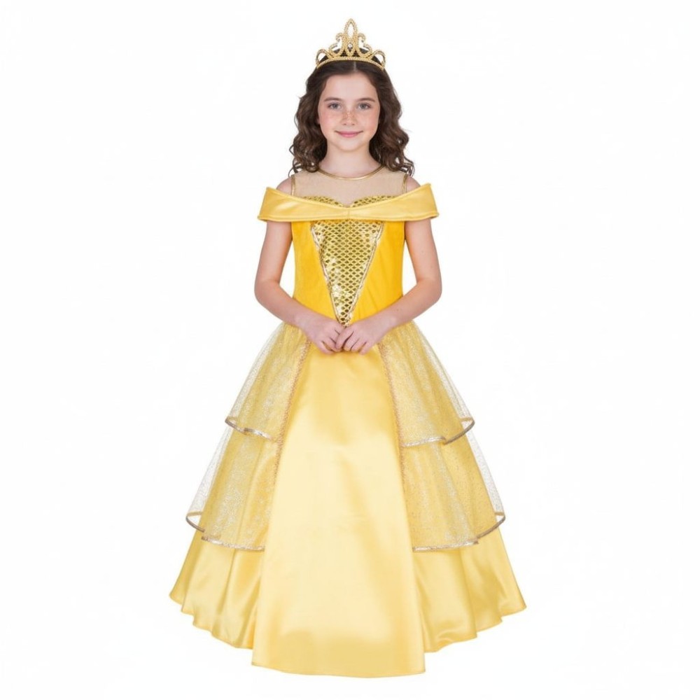 Dětský dívčí kostým Princezna Běla žluté šaty 128