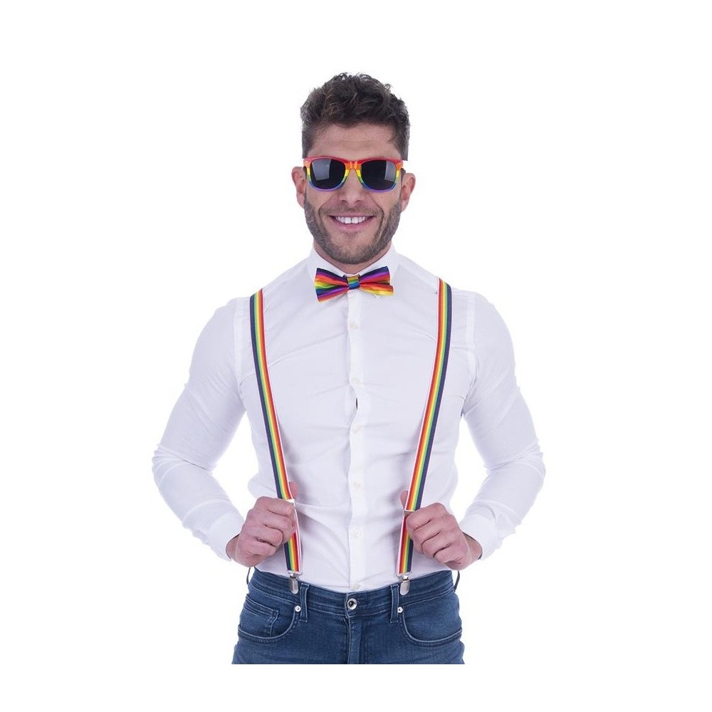 Duhová sada brýle, šle a motýlek