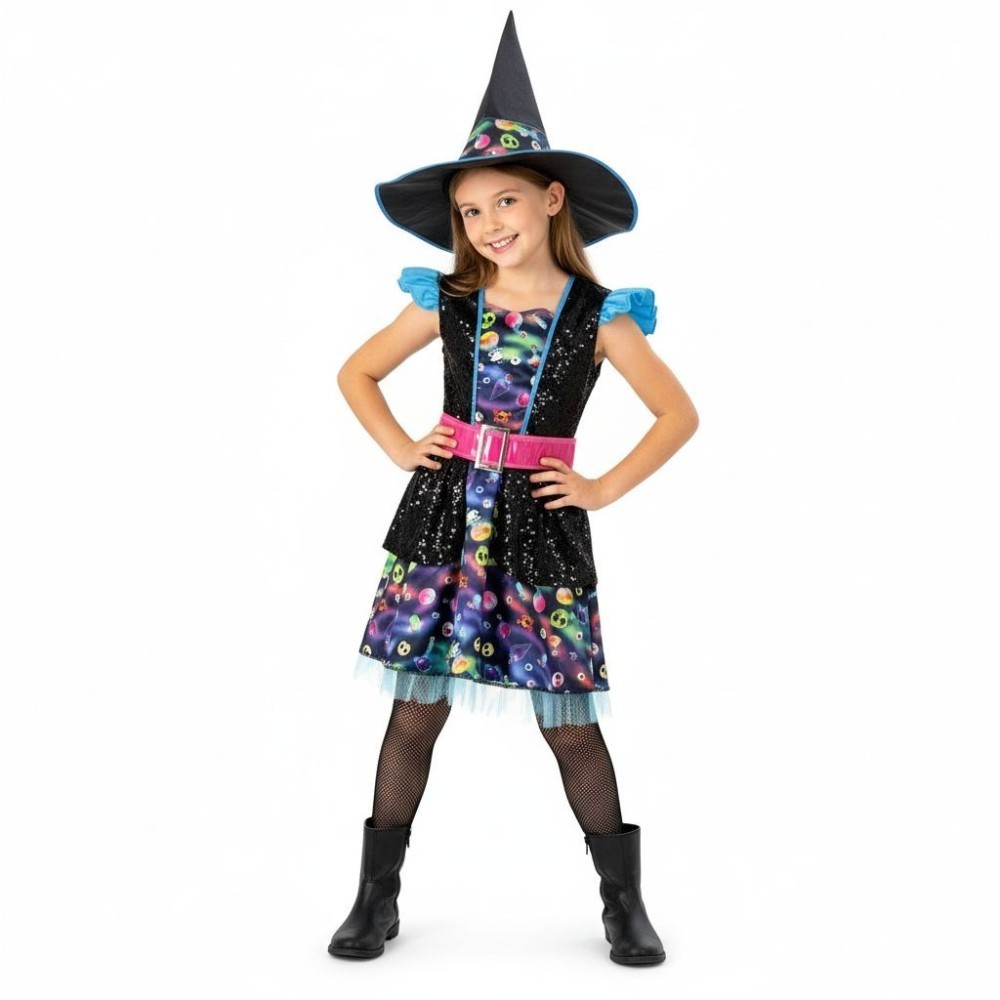 Dětský dívčí kostým Čarodějnice duhová 116