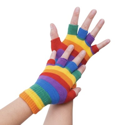 Rukavice pruhované duhové