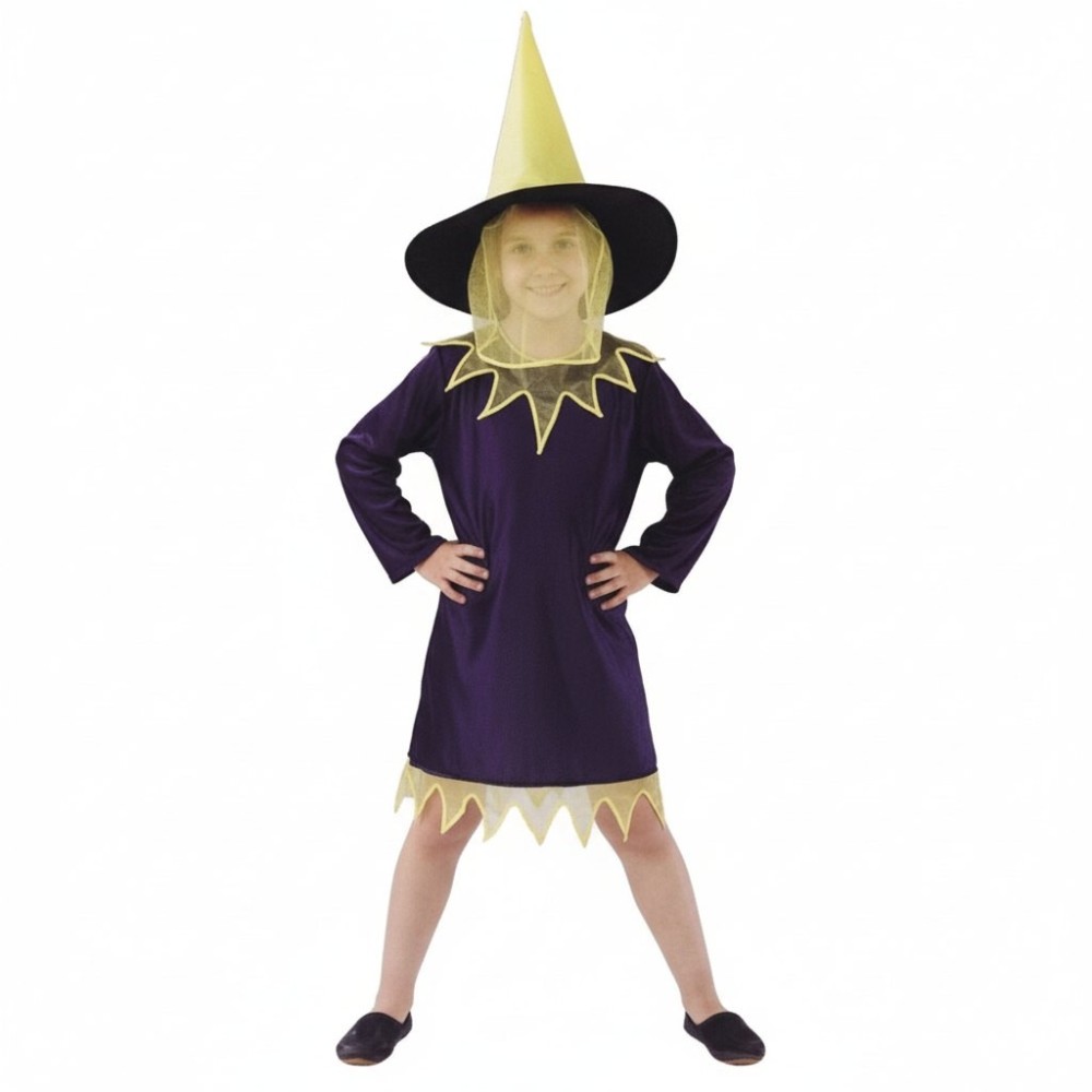 Dětský kostým Čarodějnice žlutá 110